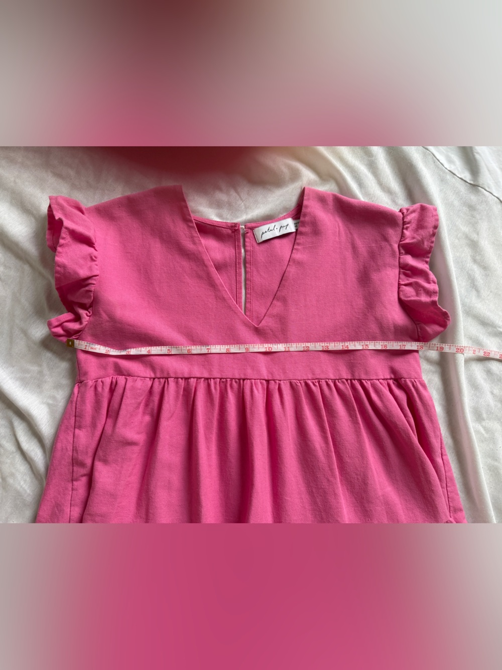 Petal & Pup Women’s Pink Linen Blend Tiered Ruffle Dress 6 - Picture 6 of 6